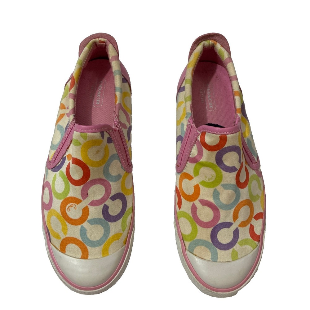 Coach Beale slip-on sneakers Women's S 7.5 multicolor "C" Logo Classy Preppy